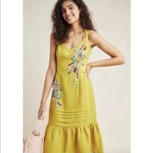 Maeve / Anthropologie green beaded summer dress